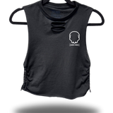 GOAT - BRAIDED ROAD RASH BLACK CROP TANK TOP