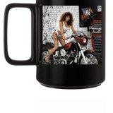 BRUNETTE BIKER BABE COFFEE MUG