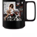 BRUNETTE BIKER BABE COFFEE MUG