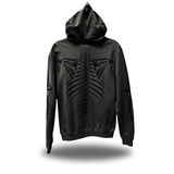 SKELETON OVERSIZED PRINT HOODIE - BLACK ON BLACK