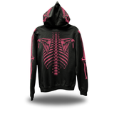 SKELETON OVERSIZED PRINT HOODIE - PINK