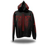 SKELETON OVERSIZED PRINT HOODIE - RED