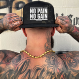 NO PAIN BLACK CAMO FLAT BILL HAT