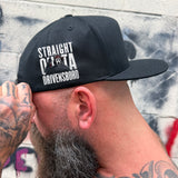 DRIVENSBORO SIDE STYLE BLACK COTTON FLAT BILL HAT