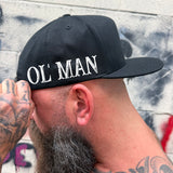 OL' MAN - SIDE STYLE BLACK COTTON FLAT BILL HAT