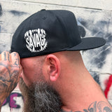 SAVAGE TEETH SIDE STYLE BLACK COTTON FLAT BILL HAT