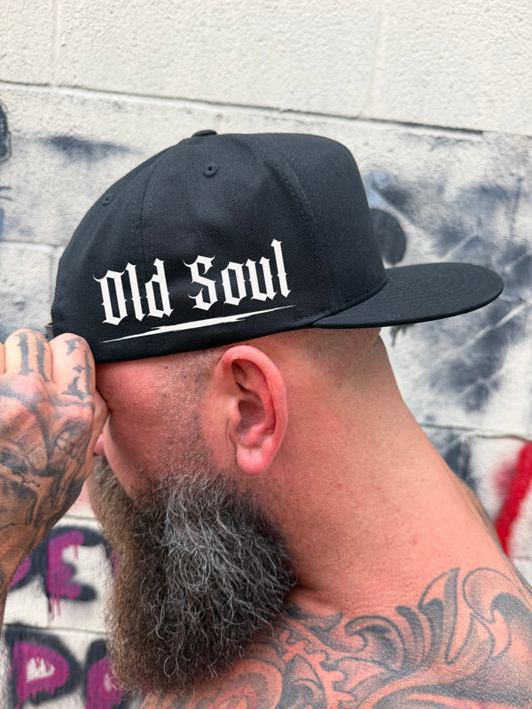 OLD SOUL - SIDE STYLE BLACK COTTON FLAT BILL HAT