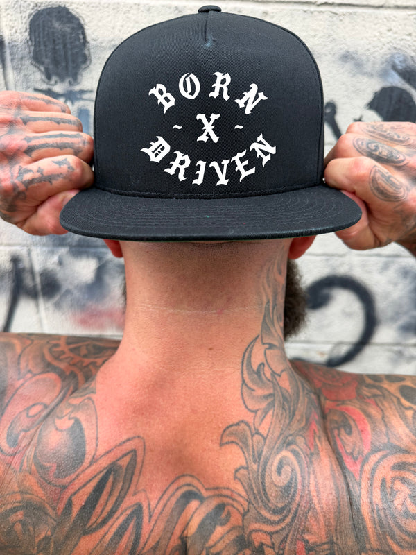 BORN DRIVEN  BLACK COTTON FLAT BILL HAT