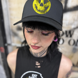 SKULL SMILEY CURVED BILL BLACK HAT