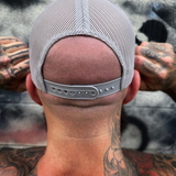 TYPE SHI BLACK GREY CURVED TRUCKER HAT