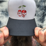 SWEET DEADLY BLACK GREY CURVED TRUCKER HAT