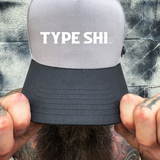 TYPE SHI BLACK GREY CURVED TRUCKER HAT