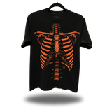 SKELETON BLACK OVERSIZED TEE -  ORANGE