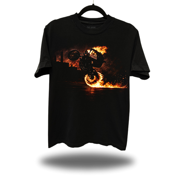 DRIVEN GHOST RIDER WHEELIE BLACK OVERSIZED TEE