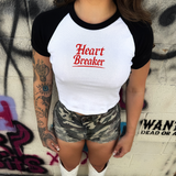 HEART BREAKER BLACK SLEEVE RAGLAN CROP TOP