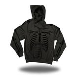 SKELETON OVERSIZED PRINT HOODIE - BLACK ON BLACK