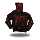 SKELETON OVERSIZED PRINT HOODIE - RED