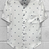 ESSENTIAL WHITE NOBODY CARES BUTTON UP