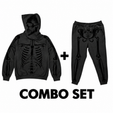 SKELETON HODDIE/SWEATPANT OVERSIZED PRINT BLACK COMBO SET