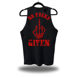 NO FUCKS GIVEN ROAD RASH BLACK TANK TOP *RED*