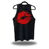 DEVIL DOLL LIPS ROAD RASH BLACK TANK TOP *RED*