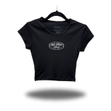 BADGE CAP SLEEVE BABY RIB CROP TOP