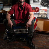 ESSENTIAL CRIMSON RED BUTTON UP