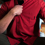 ESSENTIAL CRIMSON RED BUTTON UP