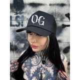 OG WHITE CURVED BILL BLACK HAT