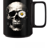 DAISY SKULL BLACK COFFEE MUG