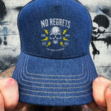 NO REGRETS DENIM CURVED BILL HAT