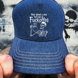 F*CKOFFEE DENIM CURVED BILL HAT