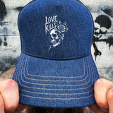 LOVE KILLS DENIM CURVED BILL HAT