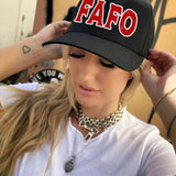 FAFO RED & WHITE FLEXFIT COTTON HAT
