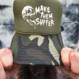 MAKE SUFFER FOAM CURVED BILL GREEN CAMO HAT