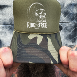 RIDE FREE FOAM CURVED BILL GREEN CAMO HAT