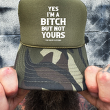 NOT YOURS FOAM CURVED BILL GREEN CAMO HAT