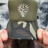 ENEMY SKULL FOAM CURVED BILL GREEN CAMO HAT
