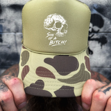SON B*TCH FOAM CURVED BILL SAND CAMO HAT