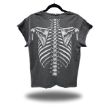 SKELETON  ROAD RASH MUSCLE FADED BLACK OVERSIZED TEE