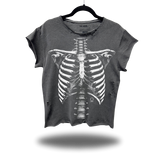 SKELETON  ROAD RASH MUSCLE FADED BLACK OVERSIZED TEE