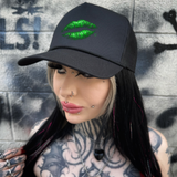 LUCKY LIPS CURVED BILL BLACK HAT