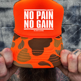 NO PAIN FOAM CURVED BILL ORANGE CAMO HAT