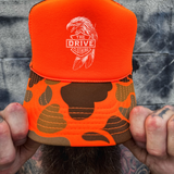 EAGLE FEATHER FOAM CURVED BILL ORANGE CAMO HAT