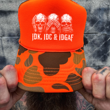 IDC FOAM CURVED BILL ORANGE CAMO HAT