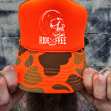 RIDE FREE FOAM CURVED BILL ORANGE CAMO HAT