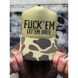 LET 'EM HATE FOAM CURVED BILL SAND CAMO HAT