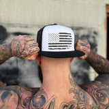 FAFO SIDE STYLE BLACK AND WHITE FLAT BILL HAT