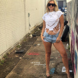 ROAD RASH HEART WHITE CROP TOP