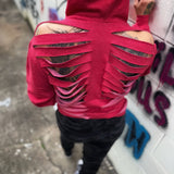 ROAD RASH RED CROP HOODIE - 1.0